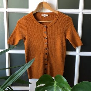 Madewell - short sleeve cardigan (burnished caramel)